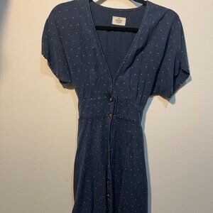 MARINE LAYER like new blue dress with pattern  M CAMILLA DRESS